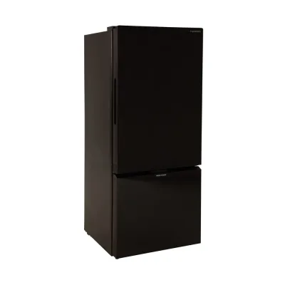 Furrion 10.7 cubic foot black glass bottom-freezer refrigerator