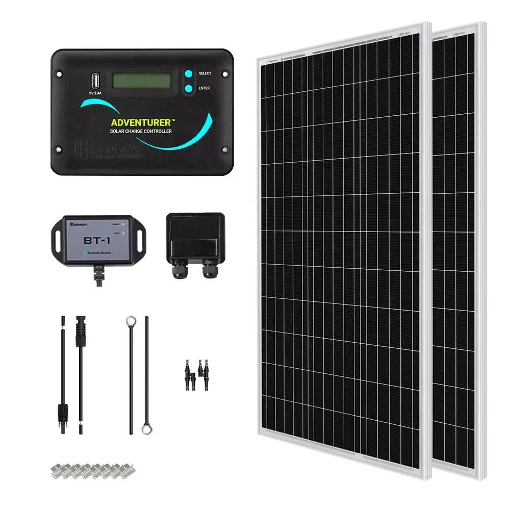 Click to zoom Renogy 200W 12 volt solar RV kit with efficient cells for roof mounting
