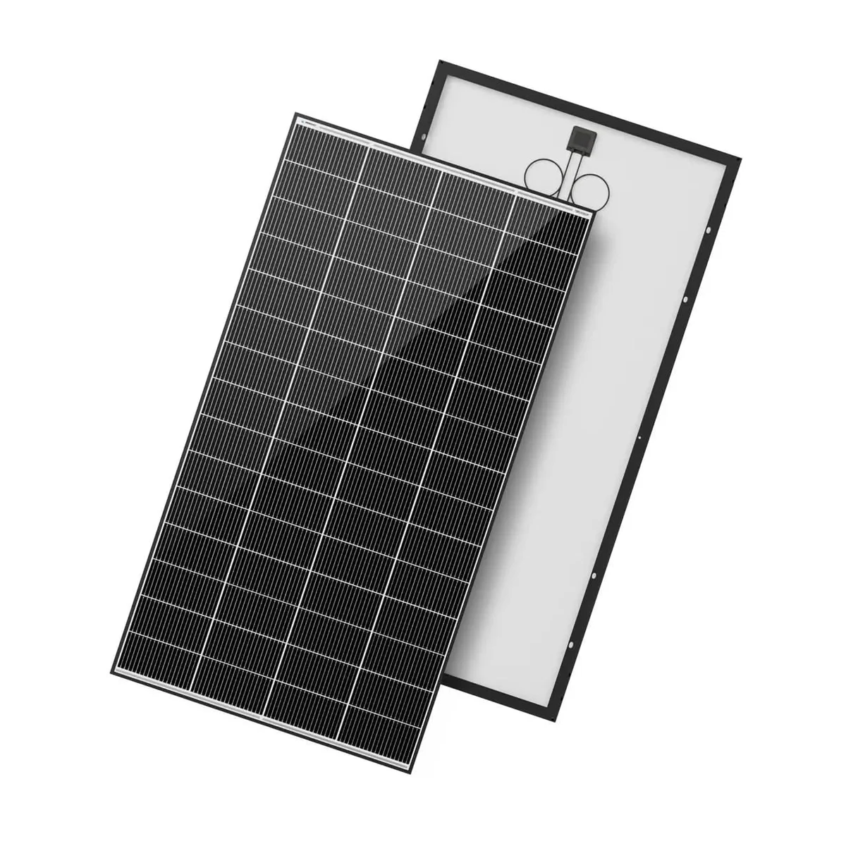 Click to zoom Renogy two 320W monocrystalline solar panels paired for RV roof install
