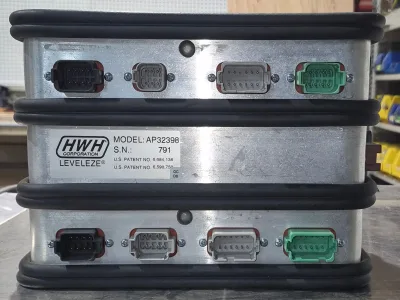 Used HWH LevelEZ AP32398 system control box open-box serial 791 front panel view